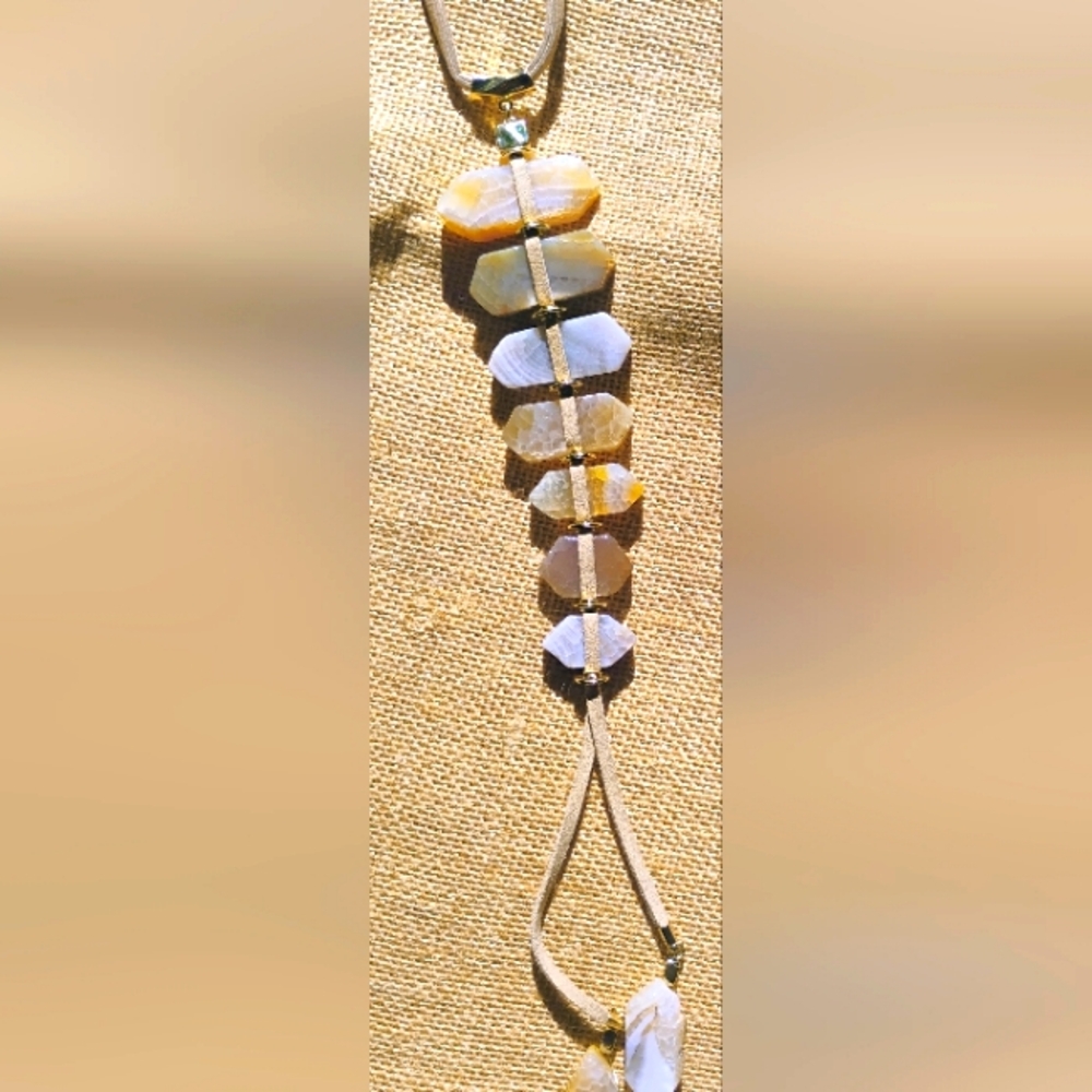 Gorgeous REAL AGATE Gem Stones. & Suede necklace Chico's
